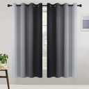 COSVIYA Grommet Ombre Room Darkening Curtains 63 inch Length, Black and Greyish White Gradient Drapes Light Blocking Insulated Thermal Window Curtains for Bedroom/Living Room,2 Panels,52x63 inches