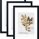 A4 Picture Frame Black 3 Pcs set can Display 6x8 Picture with Mat or A4 Without Mat on the Wall