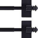 H.VERSAILTEX 2 PACK Magnetic Curtain Rods for Metal Doors Multi-Use Rods for Small Windows Cafe Sidelight and Iron Steel Places, Tool Free with Square Finials (Adjust from 16 to 28 Inch, Black)