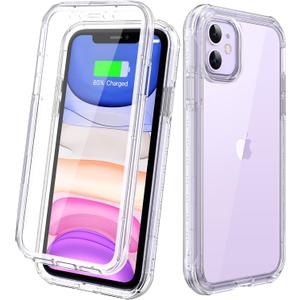 Diaclara Compatible with iPhone 11 Case, Full Body Rugged with Built-in Touch Sensitive Anti-Scratch Screen Protector, Soft TPU Bumper Case Clear Compatible with iPhone 11 6.1" (Crystal Clear)