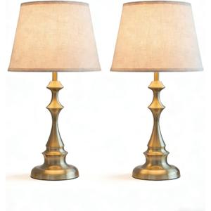 Touch Control Medium Table Lamps Set of 2, 20.47" Rustic Bronze Bedside Lamps with Linen Shade, Farmhouse Nightstand Lamps for Bedroom, Living Room End Table, Entryway