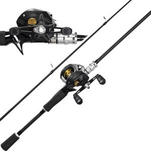 Kilitn Fishing Rod and Reel Combo, Black Color Baitcasting Combo Baitcast Reel, 2-Piece Baitcaster Rod, Durable Fiberglass with Comfortable EVA Handle