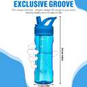 OLDLEY 20oz Kids Water Bottle with Straw, BPA-Free Tritan Water Bottle for School, Leakproof Clear Water Bottle with One Click Open, Measurement Scale, Cup Holder Friendly for Boys Girls,Blue