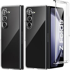 Foluu Clear Case for Samsung Galaxy Z Fold 5 with Front Built-in Screen Protector - Scratch Resistant Hard PC Back Bumper Protective Shockproof Cover for Samsung Galaxy Z Fold5 5G 2023