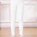 Girls Leggings Cotton Pants Stretchy Tight Toddler Basic Casual Legging with Pockets 5-13years (White)