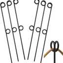 MorningRo 6 Pcs 42'' Double Rope Stakes Black Steel Poles/Stakes with Loop Fence Poles for Creating a Rope Border Around Flower Beds, Trees, Gardens, Walkways