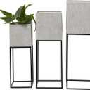 Deco 79 Metal Square Planter with Removable Stand, Set of 3 30", 26", 22"H, Light Gray