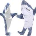 Shark-Themed Blanket Hoodie for Adults and KidsCozy Shark Sleeping Bag&Onesie Costume