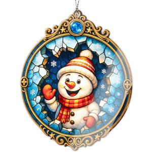 Merry Christmas Ornaments, Snowman Charm, Holiday Joy, Ornaments Decorations, Lovely Snowman Ornament Hanging Decor for Tree, Car, Home, White Elephant Gifts, Christmas Decorations