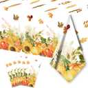 PARSUP 6PCS Thanksgiving Disposable Tablecloth Party Supplies, 108  54 inch, Autumn Theme Pumpkin Maple Leaves Tablecloth Plastic Waterproof Tablecover Decorations