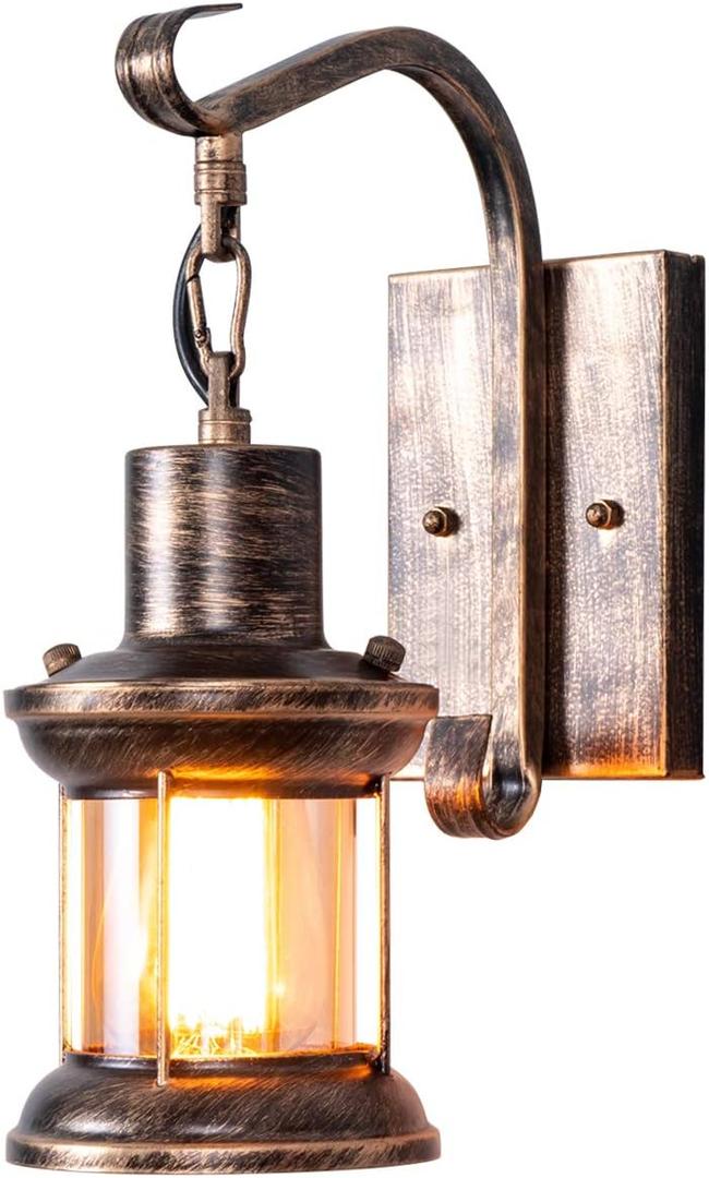 Rustic Light Fixtures, Oil Rubbed Bronze Finish Indoor Vintage Wall Light Wall Sconce Industrial Lamp Fixture Glass Shade Farmhouse Metal Sconces Wall Lights for Bedroom Living Room Cafe(1 Pack)