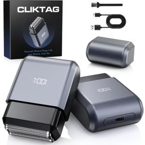 Mini Electric Foil Shaver for Men - Portable Travel Electric Razor for Face, IPX7 Waterproof, USB-C Rechargeable, LED Display, 3 Floating Blades, Wet/Dry for Travel & Home