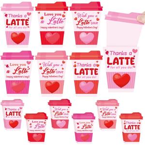 24 Pcs Valentines Day Gift Card Holders Coffee Cup Shaped Valentines Day Gift Cards for Teacher Thanks a Latte Valentines Day Teacher Cards with Envelopes Valentines Gift from Students