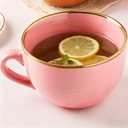 Disoza Large Ceramic Soup Mug with Handles 24 Ounce Jumbo Mugs Bowl Porcelain Pink Coffee Tea Cup XXL Cereal Soups Ramen Salad Bowl Coffee Cappuccino Cups Large Soup Bowl
