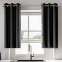 Black Short Bedroom Blackout Curtains for Living Room Bathroom Window Curtains 2 Panel Sets Thermal Insulated Door Curtain 34x36 Inch Grommet Curtains