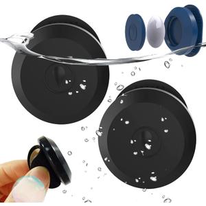 2 Pack Waterproof Airtag Sticker Mount with 3M Adhesive Sticker, Silicone Hidden GPS Tracker Mount Accessories for Apple Air Tag, Shockproof Protection Airtag Holder Case(Black Black)