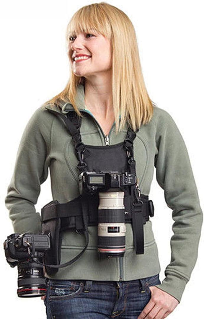 Nicama NC-Vest Dual Camera Carrier Chest HarnessDouble Shoulder Camera Strap for Canon 6D 5D2 5D3 Nikon D800 D810 Sony A7S A7R A7S2 Sigma Olympus DSLR Hiking Climbing Wedding Travel