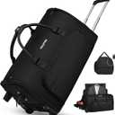 DEVPNR Rolling Garment Bags for Travel, 59L Rolling Duffle Bag with Wheels and Shoe Compartment for Men and Women, 3 in 1 Carry on Convertible Travel Garment Bag with Wheels, Black