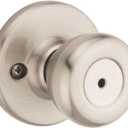 Kwikset Tylo Interior Privacy Door Knob with Lock, Door Handle For Bathroom and Bedroom, Satin Nickel Keyless Turn Lock Doorknob, with Microban Protection