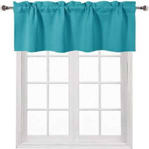DWCN Valance for Windows Rod Pocket Window Valance Curtains fpr Kitchen/Basement 42 x 12 inch Long,1 Panel, Turquoise