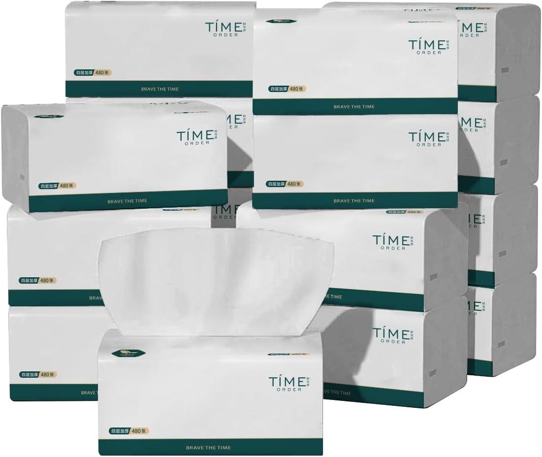 Soft Facial Tissues 7680 Total Sheets, [Not in Box] 4-Ply Ultra Strong & Soft Thick Tissues, 1920 Draws Unscented Paper Tissues for Sensitive Skin, Compact Size for Home, Office and Car 16 Soft Pack