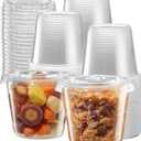 (5 oz - 200 Sets) Clear Diposable Plastic Portion Cups With Lids, Small Mini Containers For Portion Controll, Jello Shots, Meal Prep, Sauce Cups, Slime, Condiments, Medicine, Disposable Souffle Cups