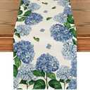 Artoid Mode Watercolor Hydrangea Table Runner, Spring Summer Seasonal Kitchen Dining Table Decoration for Indoor Outdoor Home Party Decor 13 x 36 Inch