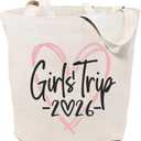 GXVUIS Canvas Tote Bag for Women Aesthetic Girls Trip Love 2025 Reusable Shoulder Bags for Shopping Beach Gift for Friend
