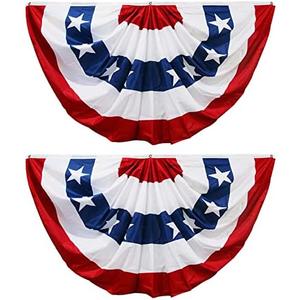 HOOSUN American Flag Bunting for Outside,1.5x3 FT Bunting Flags Patriotic Labor Day Decorations,Red White and Blue USA Pleated Fan Flag,Veterans Day Decor Patriotic American Flags Banners for Porch (Pack of 1)