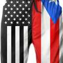 USA Puerto Rico Flag Men's Swim Trunks Beach Shorts Board Shorts with Pockets (M)