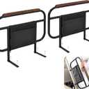 Bed Side Rails for Adjustable Bed Base for Elderly Adults Safety, Fit Wooden Base Only, for Mattress Under 10 Inches, Set of 2