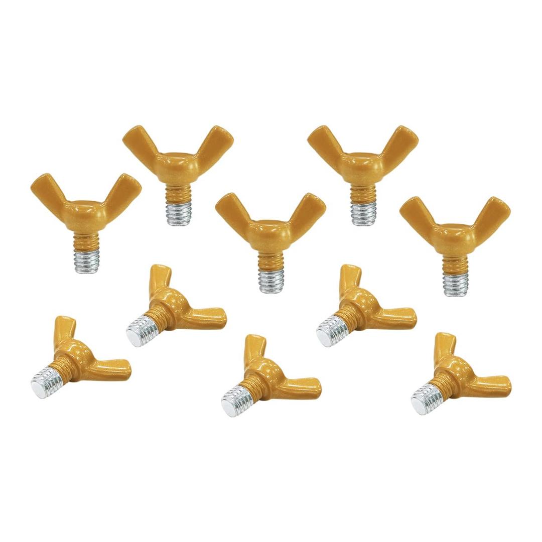 Gold Screws Set for Wedding Arch Stand Butterfly Screw Bolts and Nut Kit Tighten Alloy Steel Metric Set Screws for Bathroom Fixtures Door Handles M6 10Pcs