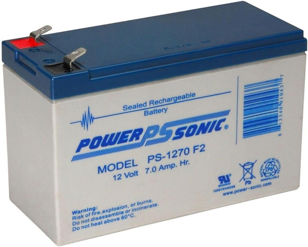 Power-Sonic Rechargeable Sealed Lead Acid Battery PS-1270 12V 7.0 AH @ 20-hr. 12V 6.5 AH @ 10-hr (Standard)