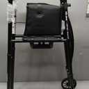 Air-Go Foldable Walker with Seat, Rollator Walkers for Seniors with Airgonomic Grips, Adjustable Height 4'9"-6'7", 300 lb Capacity, Black