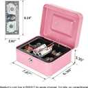 Kyodoled Medium Cash Box with Money Tray,Small Safe Lock Box with Key, Drawer,7.87"x 6.30"x 3.54" Pink