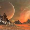 Renaiss 10x5ft Alien Planet Surface Scenery Backdrop Dessert Stone Mountains Mars Moon Landscape Photography Background Science Fiction Outer Space Theme Party Decor Galaxy Universe Photo Booth Props