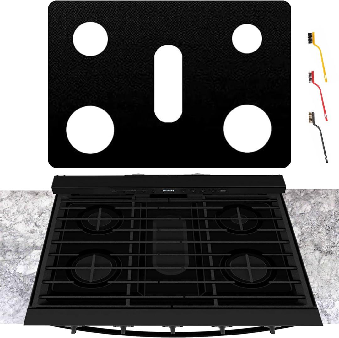 Stove Cover For Whirlpool Gas Stove Protectors 5 Burners Model WFG550S0HB WFG550S0HW WFG550S0HV WFG550S0LW WFG550S0LB WFG550S0LV, Upgraded 0.5MM Reusable Splatter Guard Stove Protector Liner