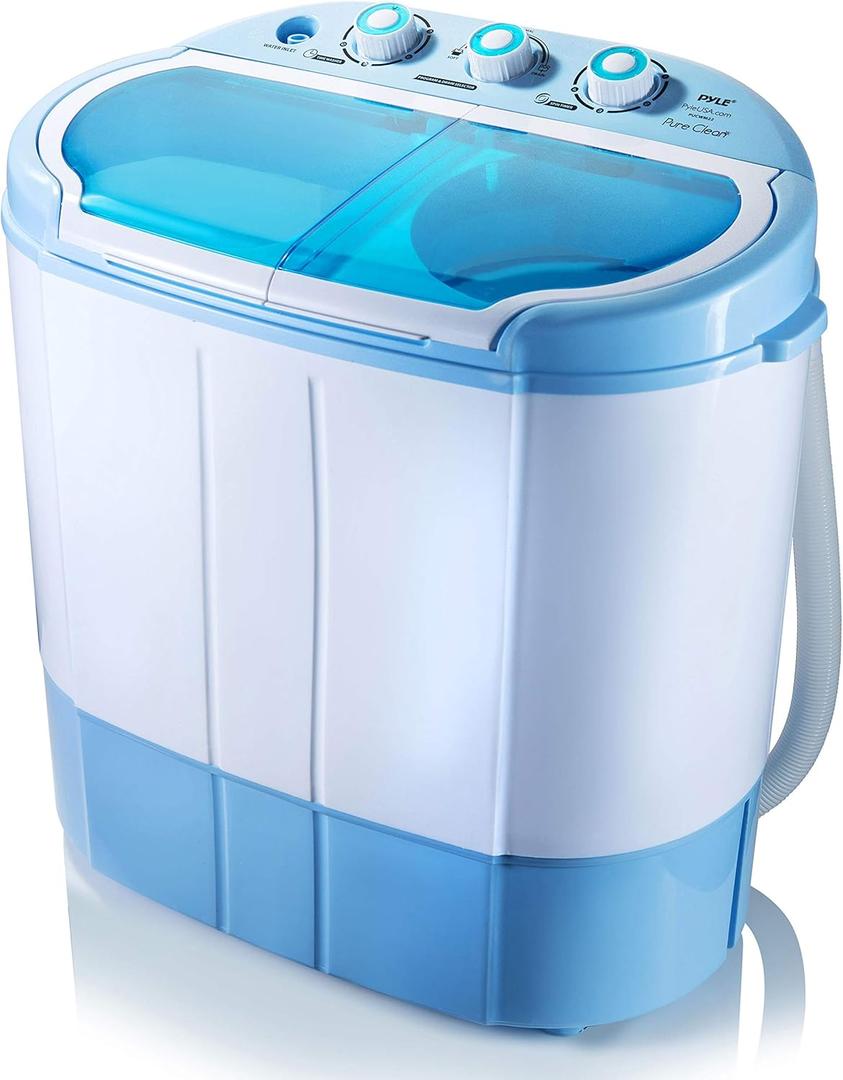 Pyle Portable 2-in-1 Washing Machine&Spin-Dryer-Convenient Top-Loading Easy Access,Energy&Water Efficient Design,Ideal for Smaller Loads-No Special Parts or Plumbing Required-2 FT Drainage Hose (Blue)