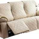 Genina Waterproof Recliner Cover - 3 Seater Non-Slip, Washable Sofa Covers for Recliner Couch, Furniture Protector for Dogs & Kids (Beige, Recliner)