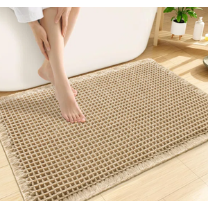 Smiry Waffle Bath Mat 30X20, Extra Soft Absorbent Bathroom Rugs, Brown | Non Slip Machine Washable Quick Dry Bath Rugs for Bathroom Floor, Tub, ShowerBrown