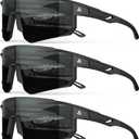 Polarized Sports Sunglasses for Men Women, UV400 Protection Mens Sunglasses Wrap Around Sun Glasses for Cycling Running, Black