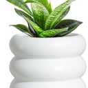 3 Piece Modern Ceramic Planter, 6.5/4.7/3.5 Inch White Plant Pot Set of 3 Unique Planters for Outdoor Indoor Flower Pots Set Plants with Drainage Holes Home & Office Decor with Mesh Pad