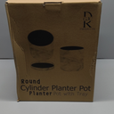 10 Inch Round Ceramic Planter with Tray, White Marble Finish, Indoor Plant Pot with Drainage Mesh and Scratch Pad