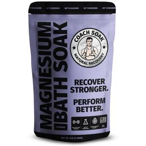 Coach Soak Recovery Bath Soak - Faster Absorption Than Epsom Salt for Pain - Rejuvenating Magnesium Flakes with 21 Minerals, Essential Oils & Bath Salts, 3lbs (Calming Lavender) (48 Ounce (Pack of 1))