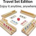Mini Travel Rummy Cube Set with 4 Wooden Racks, 106 Rummy Cube Game Tiles with Portable Case for Family Classic Board Games - Travel Edition