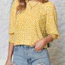 Teurkia Women's Polka Dot 3/4 Sleeve Blouse Tops Ladies Casual Office Work Crew Neck T-Shirt