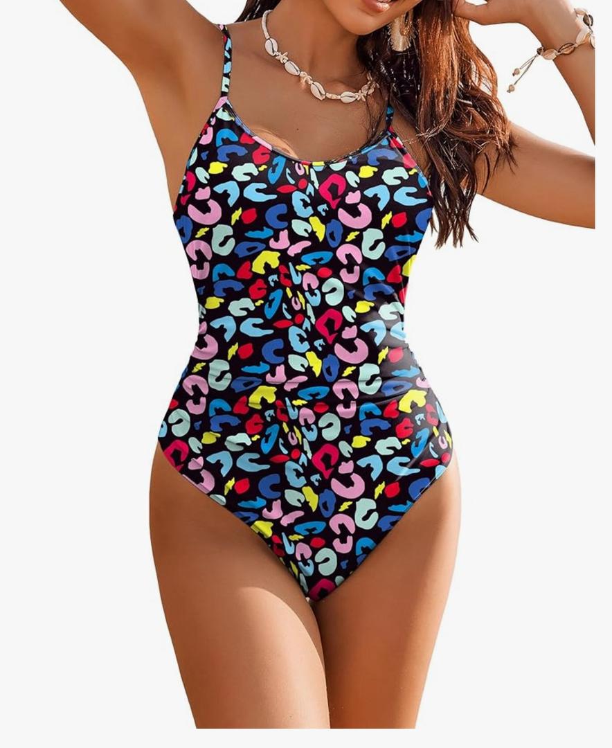 AI'MAGE Women's One Piece Swimsuits Tummy Control Bathing Suits Cutout High Cut Ruched Adjustable Strap Swimwear with O Ring Size  M