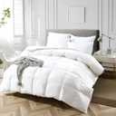 APSMILE California King Size Luxury Heavyweight Down Feather Fibers Comforter for Winter Colder Climates/Sleeper- 100% Organic Cotton, High FP Fluffy Thicker Duvet Inserts (Ivory White, 104x96)