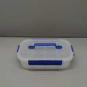 Li & Zhao Snackle Box Container - 4-Compartment Divided Snack Serving Tray with Silicone Handle, Perfect for Picnics, Leak-Proof, and Dishwasher-Safe Dressing Containers(Blue)