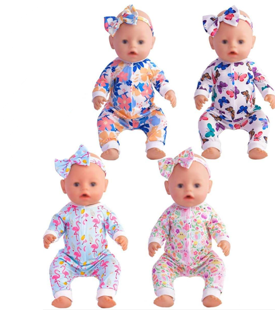 Baby Doll Accessories 4 Set Baby Doll Clothes and Headbands for 14-18 Inch Dolls, 8 PCs in Total